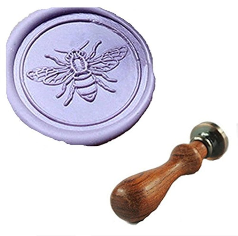 MDLG Bee Wax Seal Stamp Rosewood Handle Set Harvest Christmas Invitations Package Sealing Stamp Insect Bee Wax Seal Stamp Set - Image 1